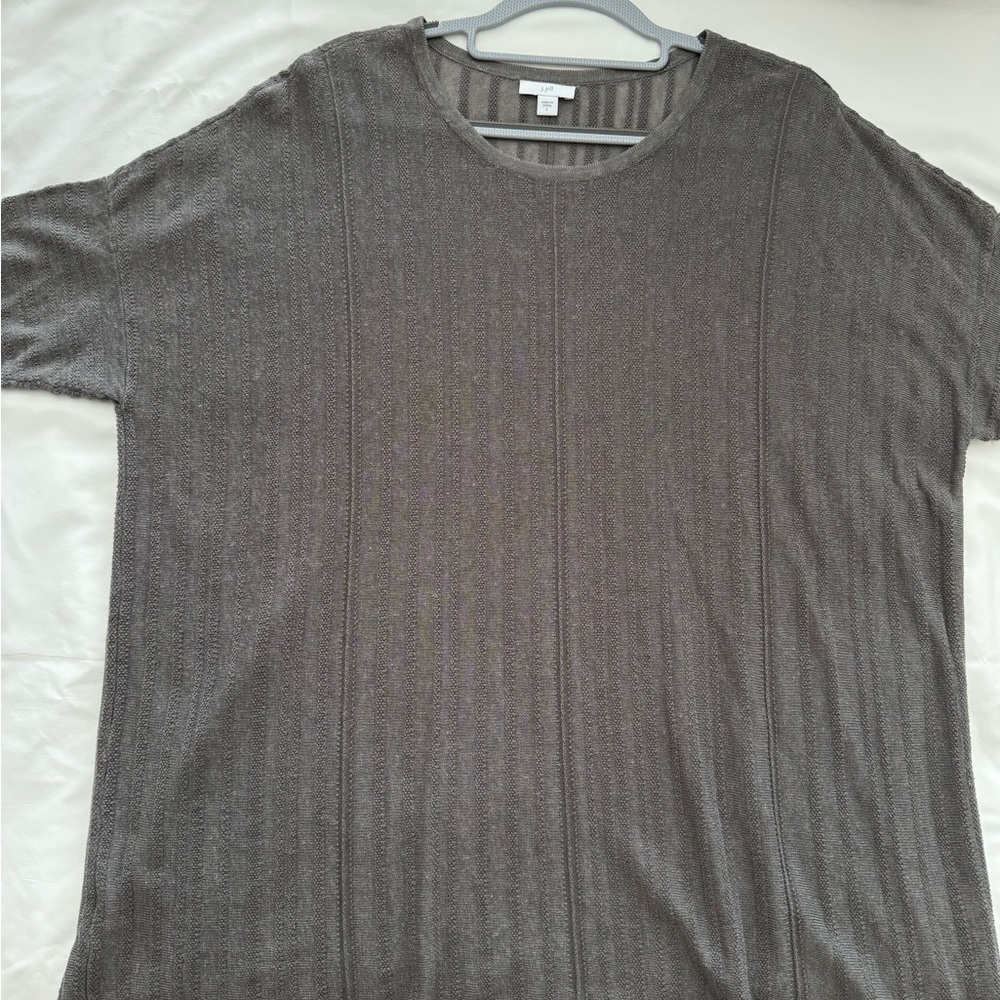 J. Jill Light Olive Short Sleeve Crew Neck Pointelle Sweater. NWOT